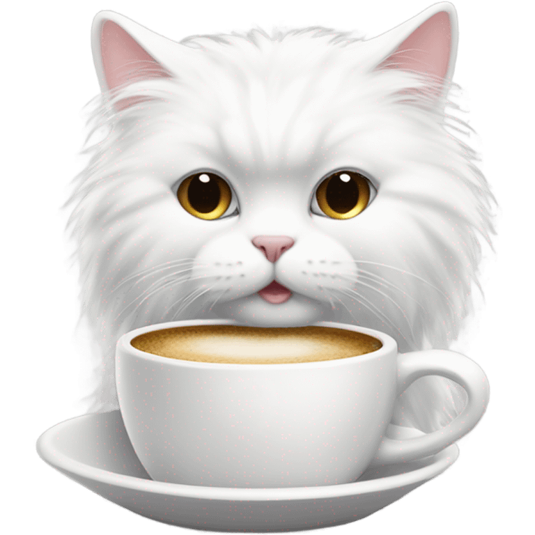 White Cat drinking coffee emoji