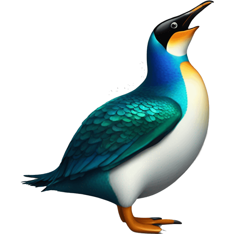 penguin with peacock back emoji