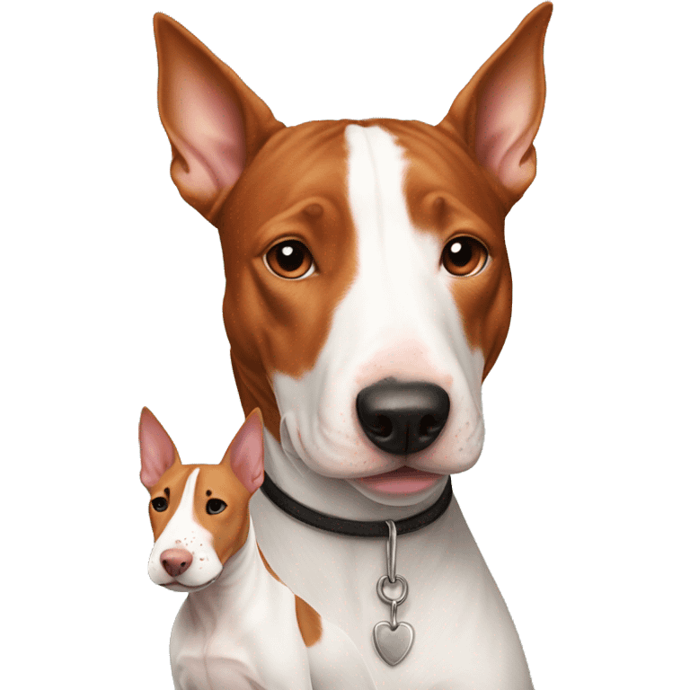 red headed girl with dog english bull terrier  emoji