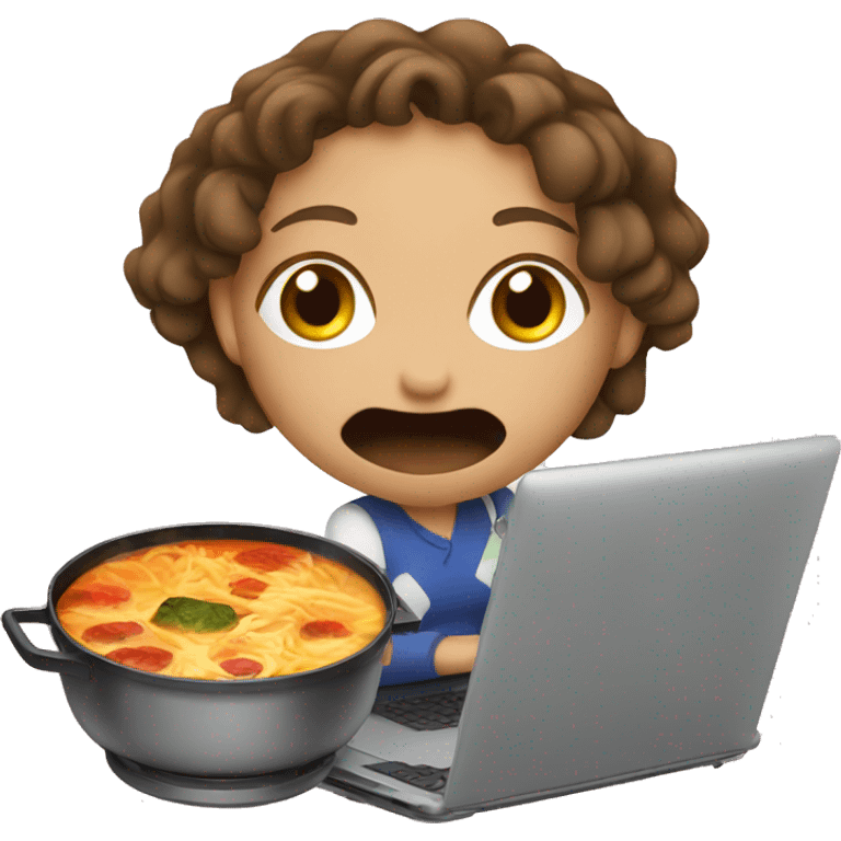 girl with hotpot and powerpoint in laptop arguing emoji