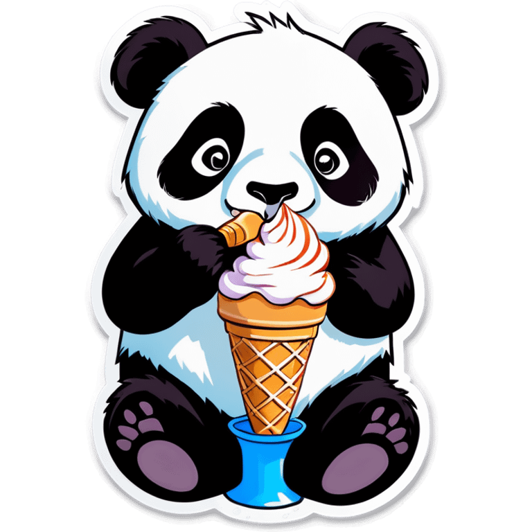 Panda eating ice cream emoji