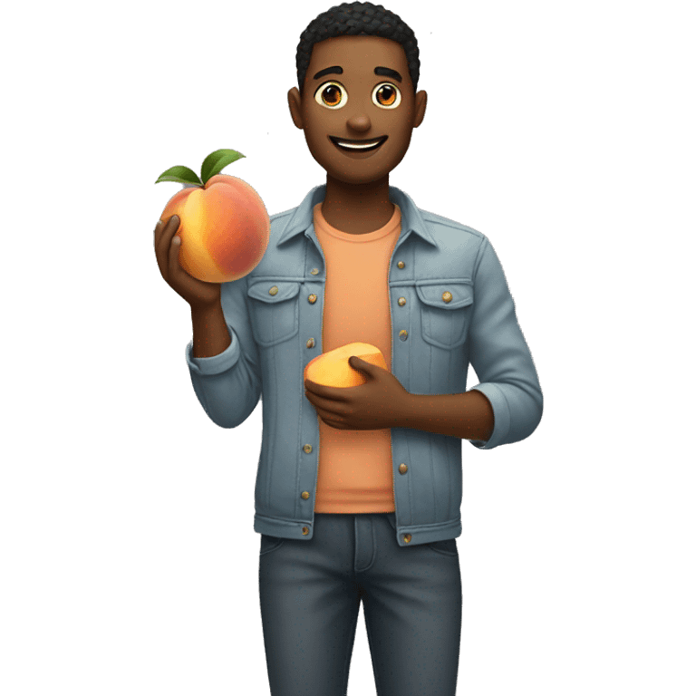 Guy holding peach emoji