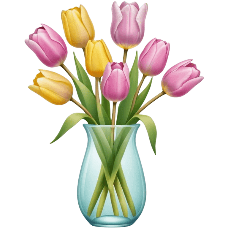 pastel tulips in glass vase emoji