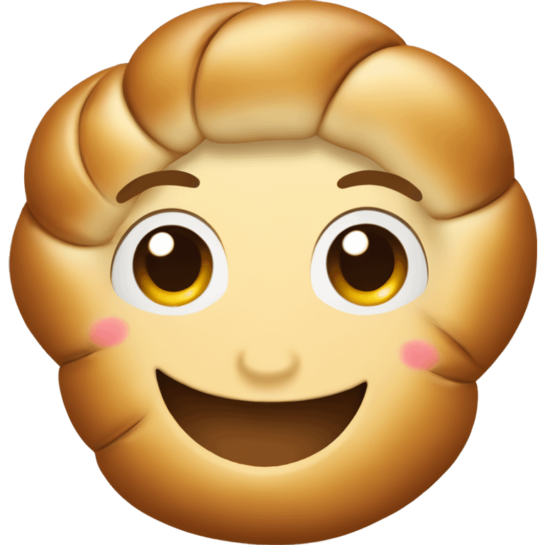 Challah bread with a cute smile  emoji