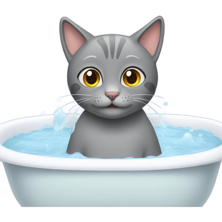 Grey cat in a bath  emoji