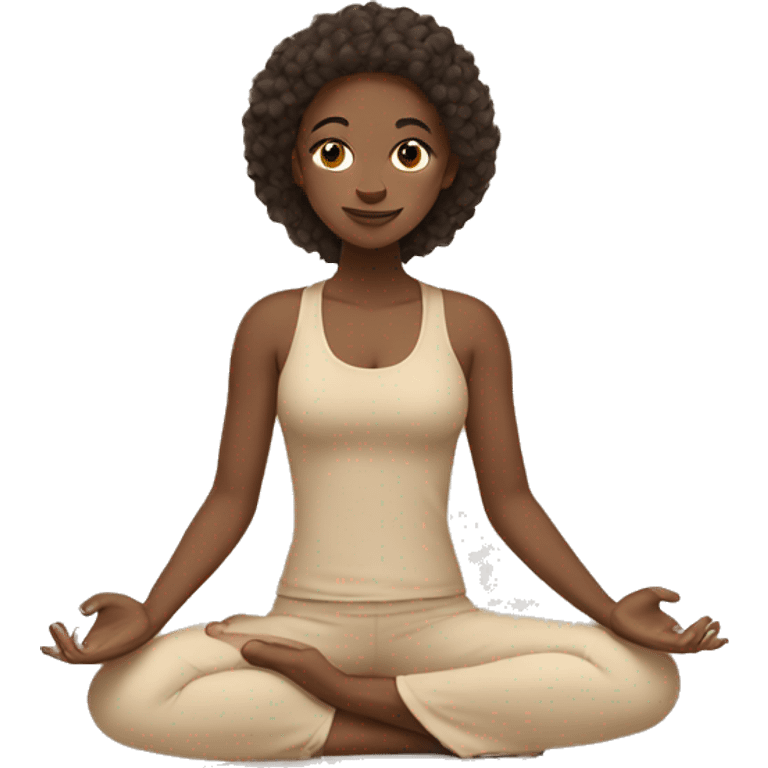 girl in beige clothes doing yoga emoji