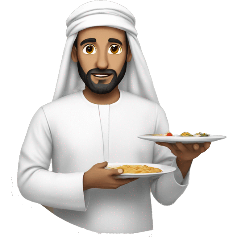 Sheikh holding a plate in his hand emoji