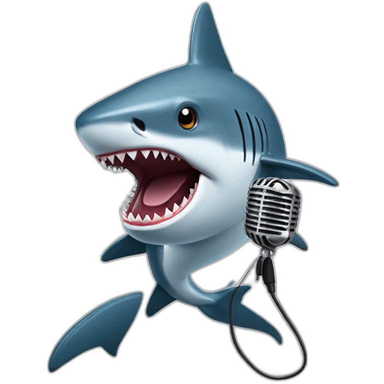 shark with microphone emoji