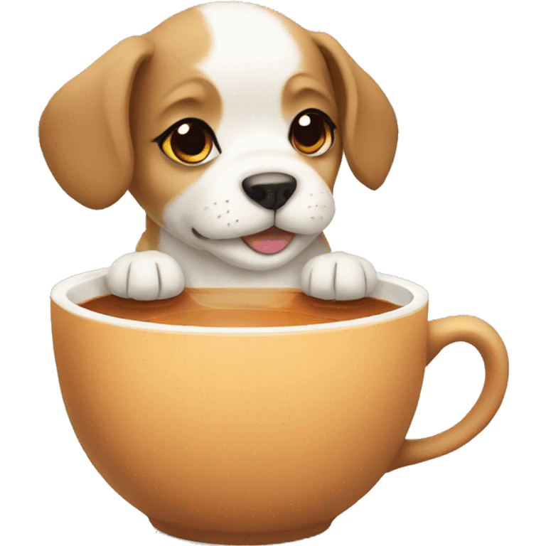 puppy with tea emoji