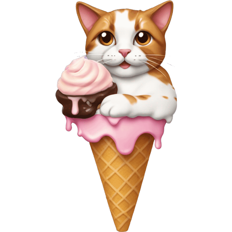 calico cat with icecream sundae  emoji