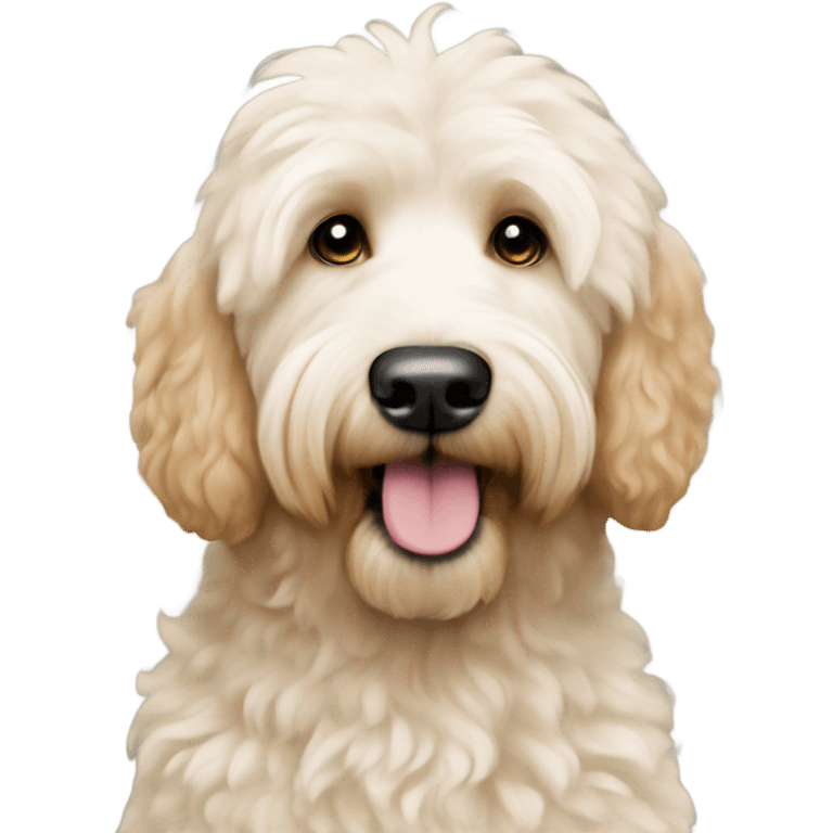 White tan fluffy goldendoodle emoji