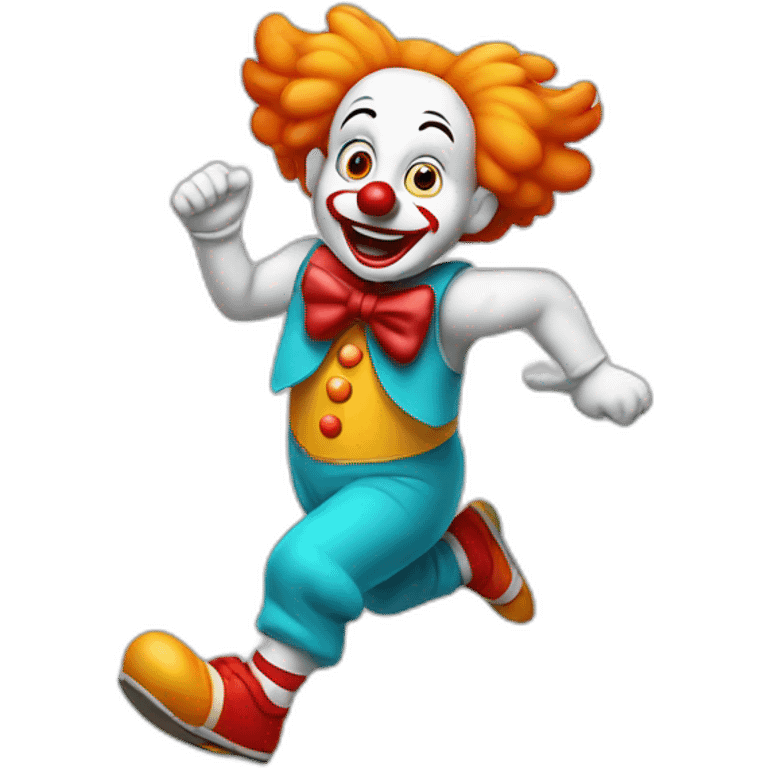 Running clown with funny face emoji