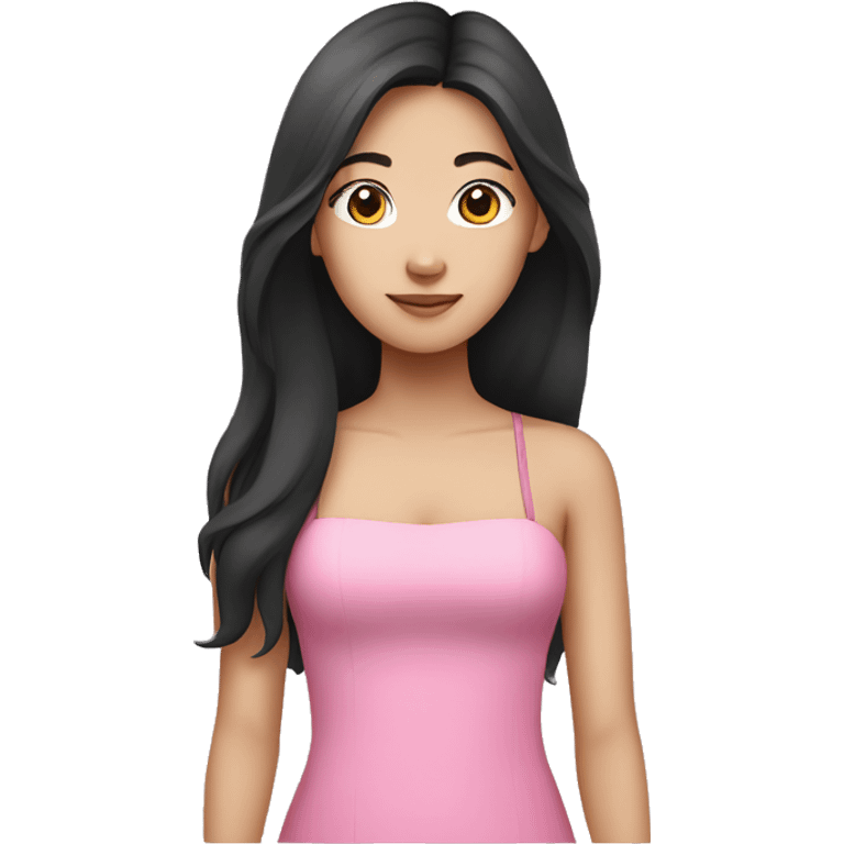 Asian girl with dark long hair wearing a pink dress with thin straps emoji