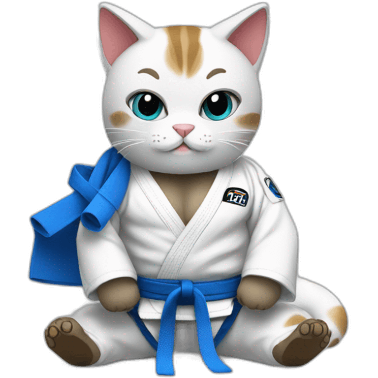 jiu-jitsu cat with blue belt emoji