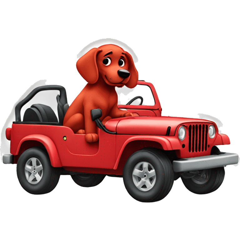 Clifford the big red dog in a jeep emoji