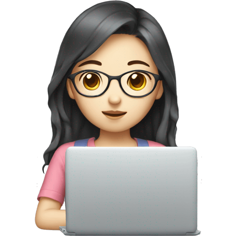 Korean girl  not glass with laptop  emoji