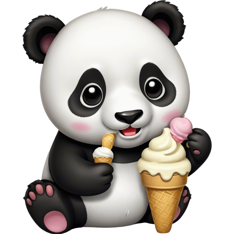 Panda eating ice cream emoji