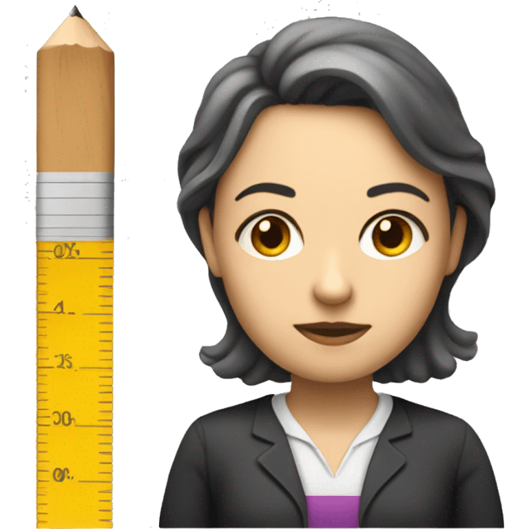 Teacher looking serious with ruler white female  emoji