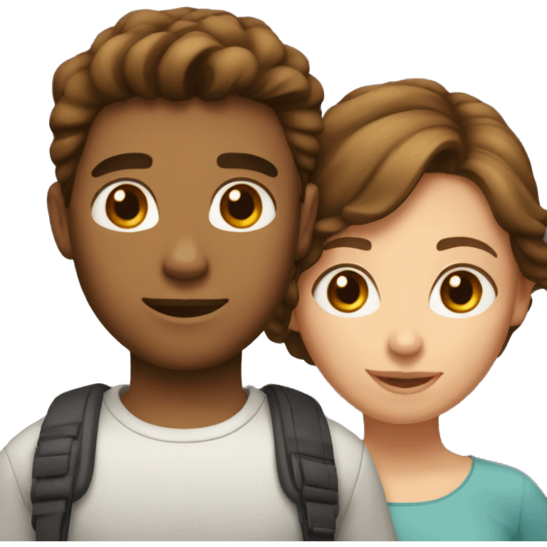 A girl wiht brown hair with her boyfriend with brown short hair emoji