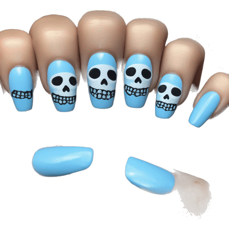 Skeleton blue nails emoji