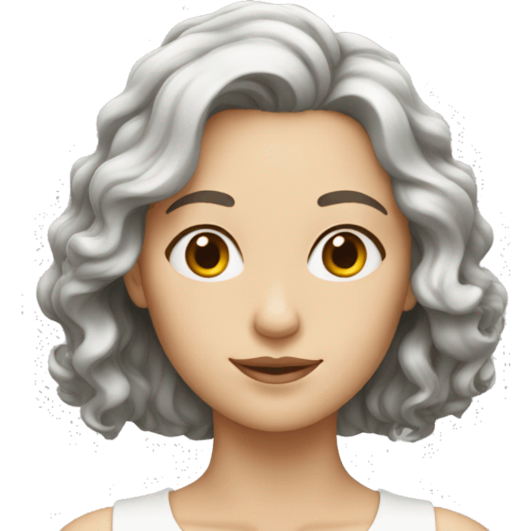 white lady with short wavy dark hair emoji