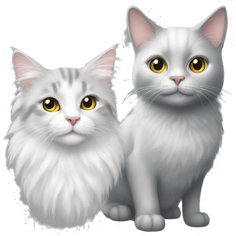 A Fluffy grey cat and a tall white cat emoji