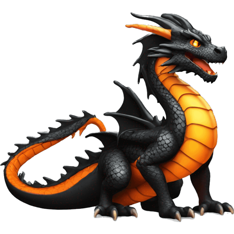 Shiny Black and Orange Dragon emoji