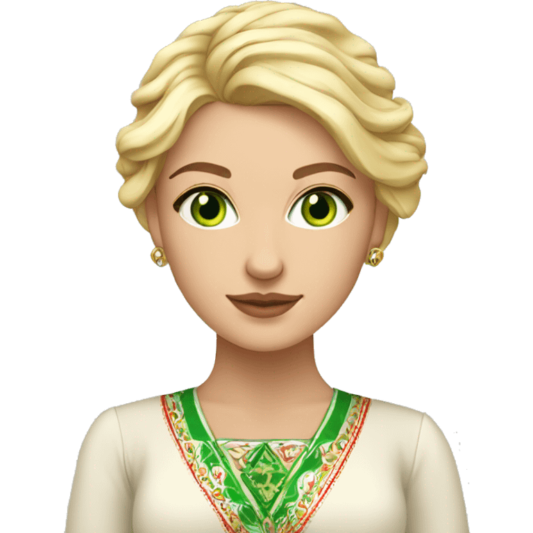 bulgarian blonde woman green eyes and traditional dress emoji