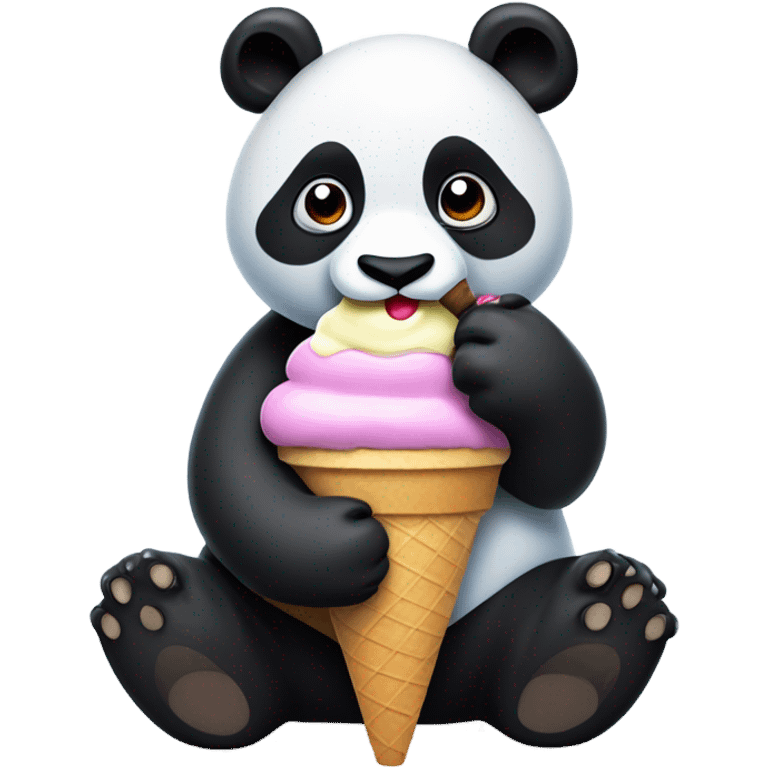 Panda eating ice cream emoji