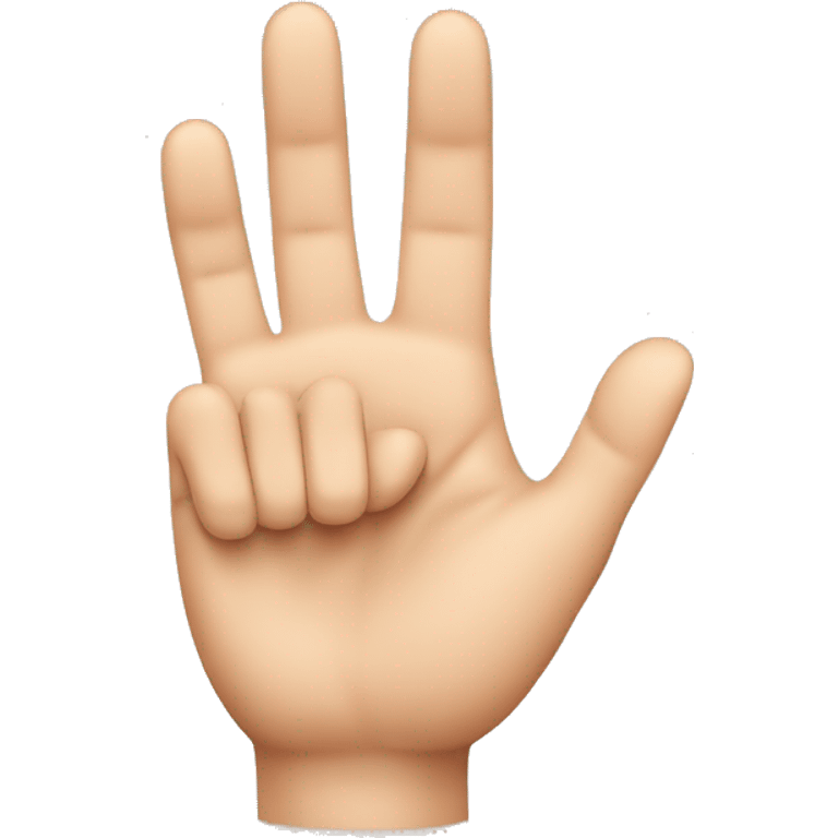 emoji hand showing the palm with only the index, middle, and pinky fingers up. The thumb should be holding the ring finger. emoji