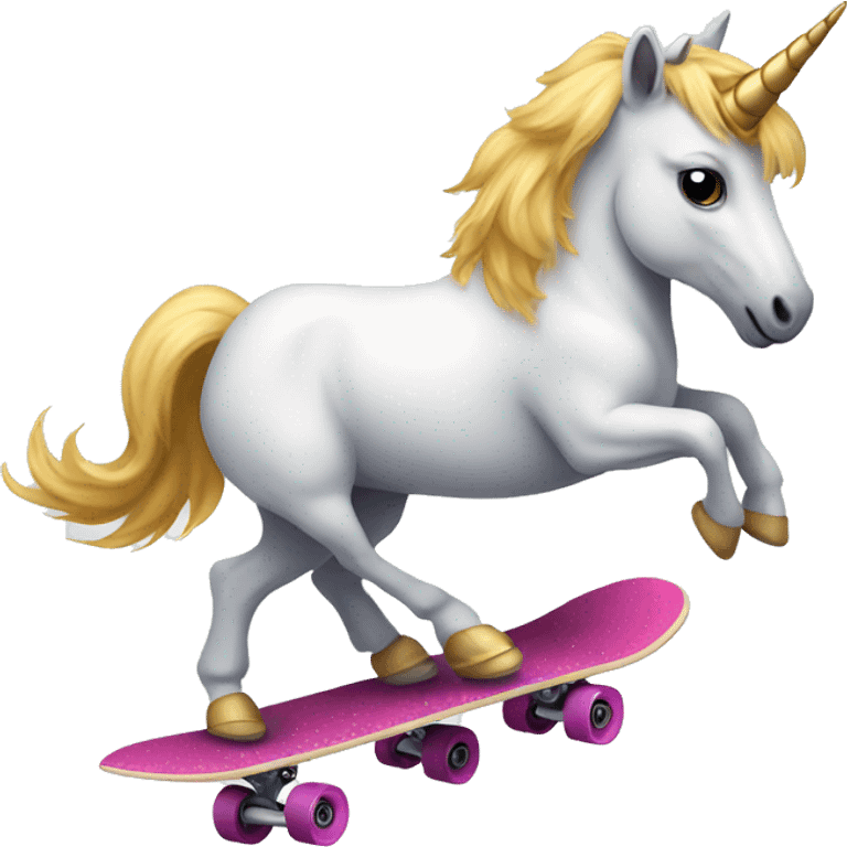 Unicorn riding a skateboard  emoji