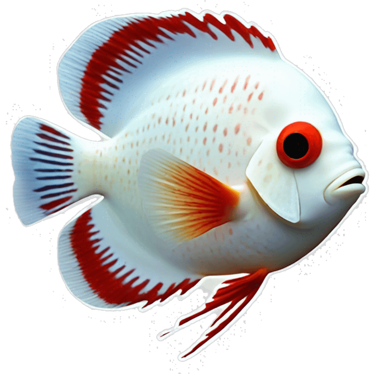 DISCUS fish white and red dot emoji