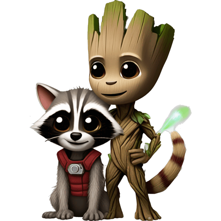 baby groot and rocket racoon emoji