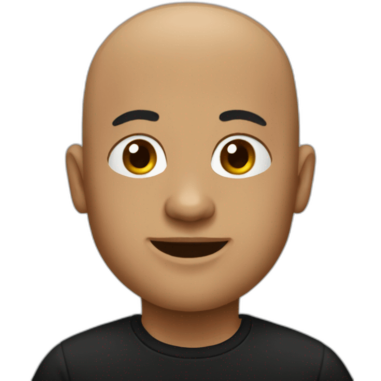 Bald person wearing black shirt emoji