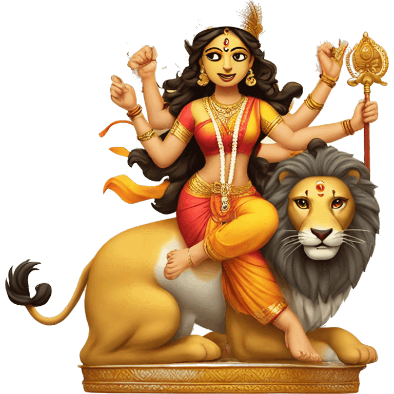 Maa durga on lion     and title shold be emoji