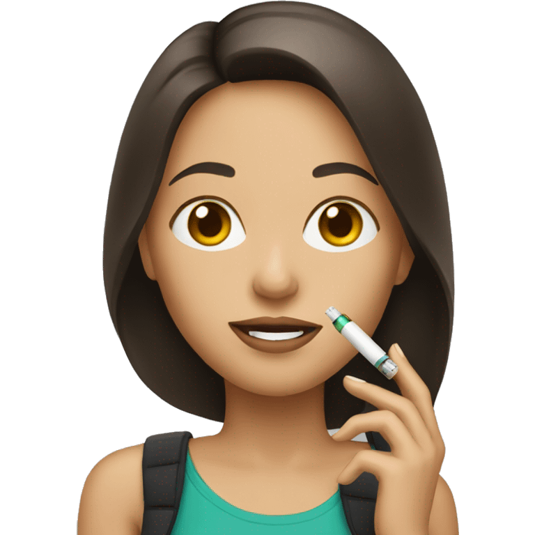 Brunette with an electronic cigarette emoji