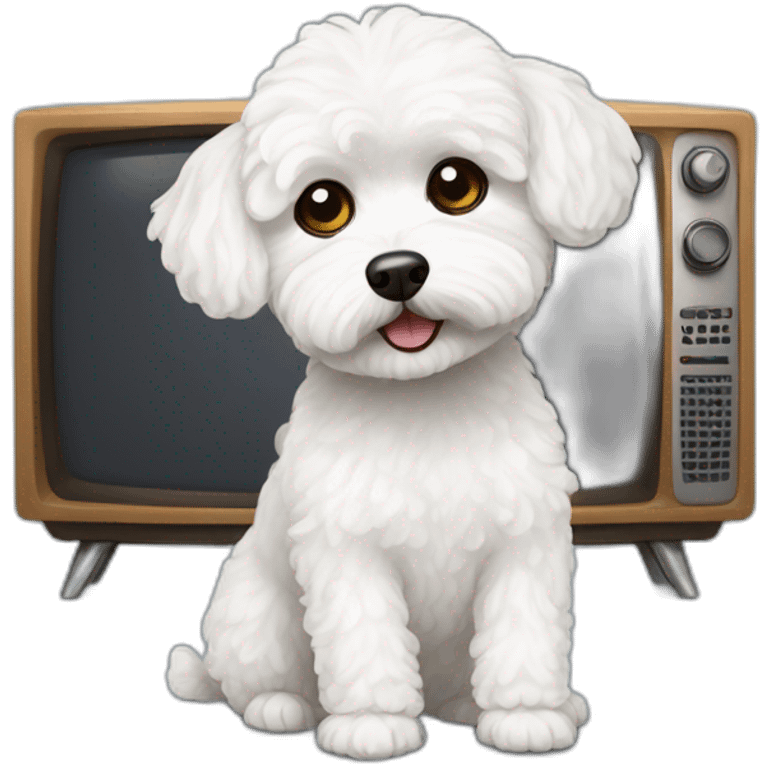 white maltipoo watching tv emoji