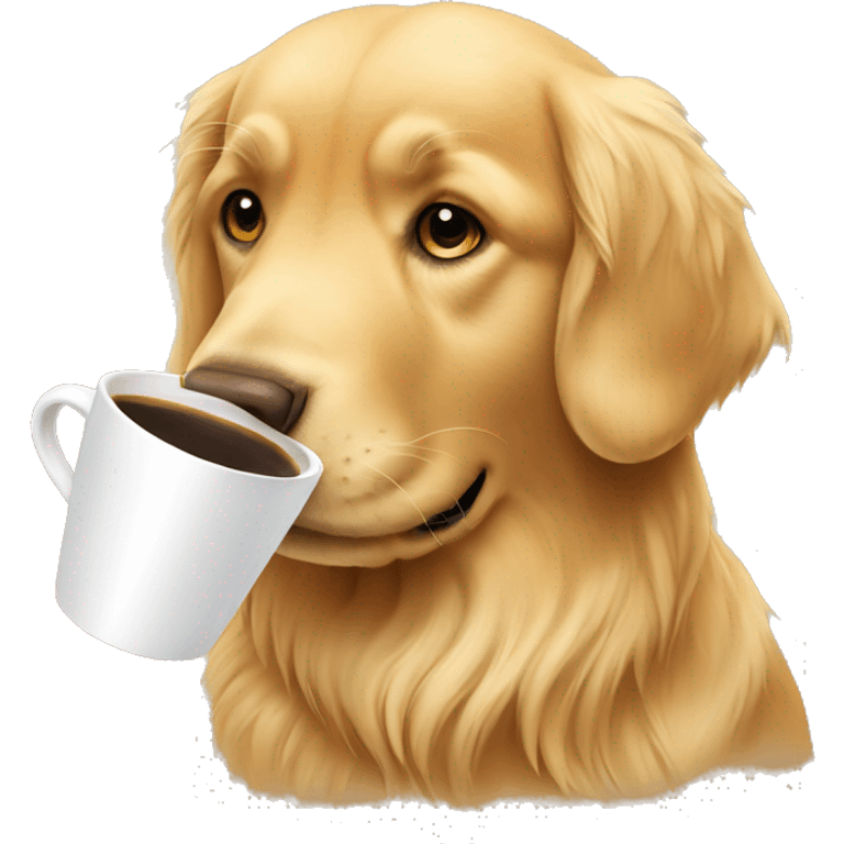 Golden retriever drinking coffee  emoji