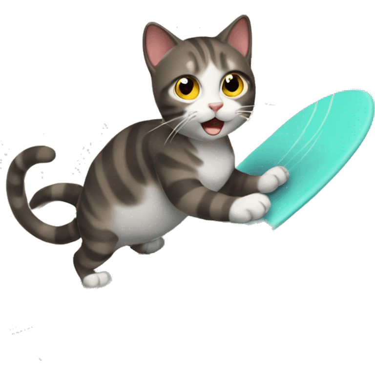 Cat surfing emoji