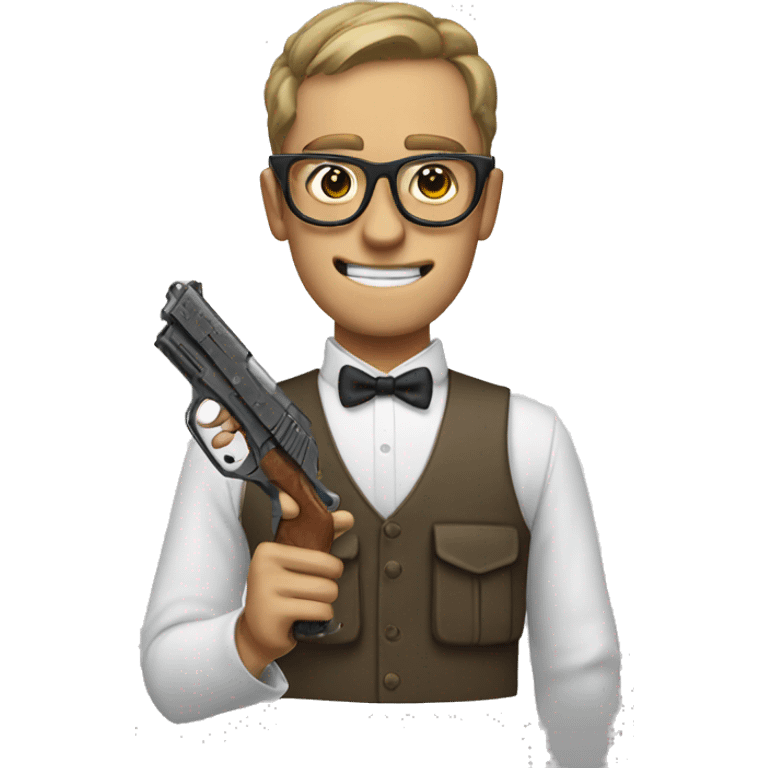 gun with nerd glasses and buckteeth emoji