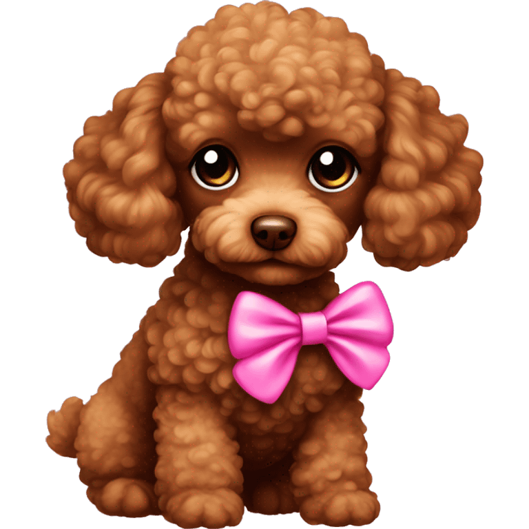 brown toy poodle with pink bow emoji