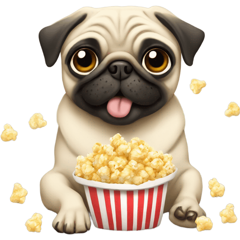 Pug eating popcorn  emoji