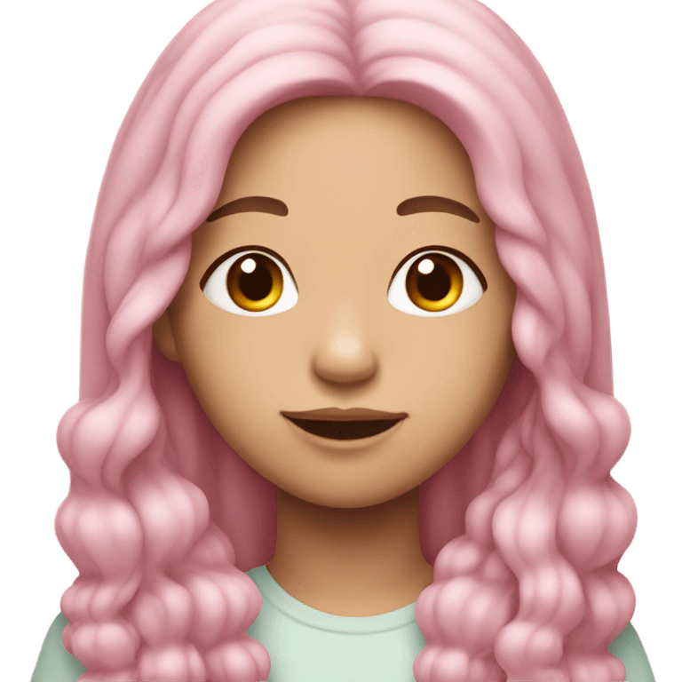 asian girl with long paste pink hair emoji