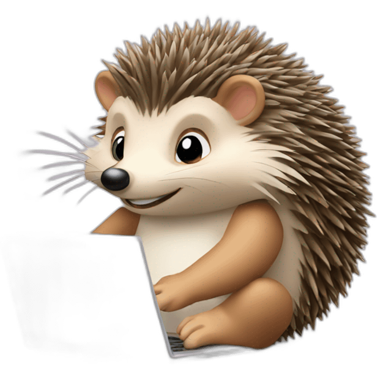 hedgehog working with laptop emoji