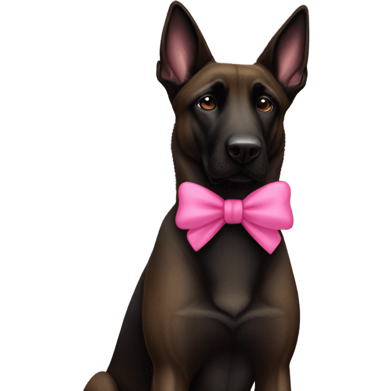 black belgian malinois with pink bow emoji