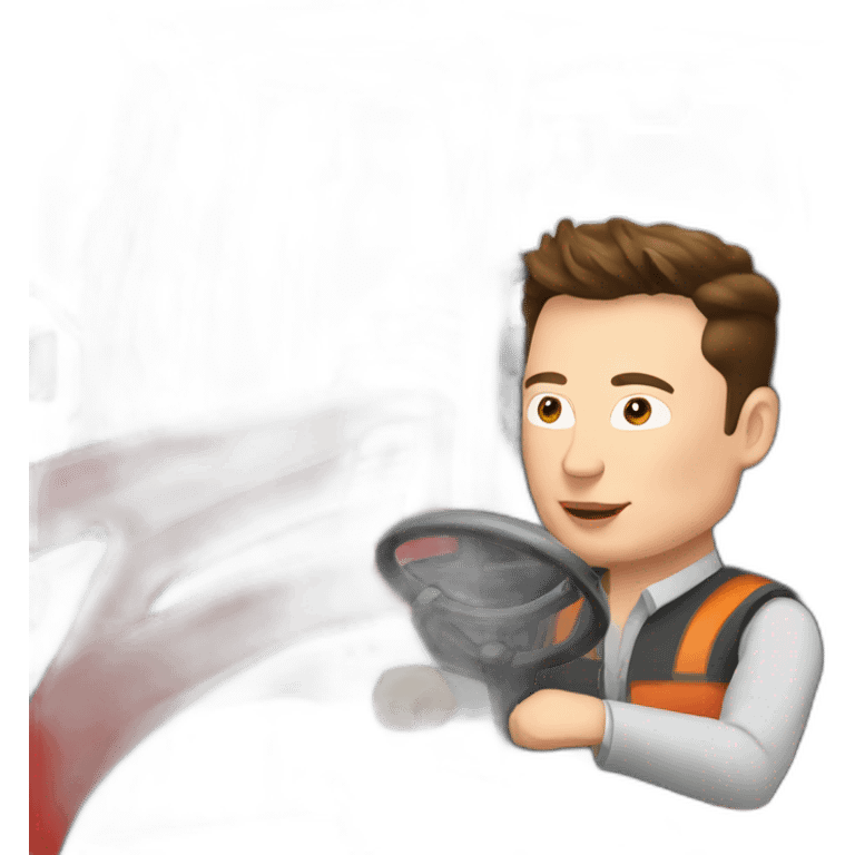 elon musk driving a tractor emoji