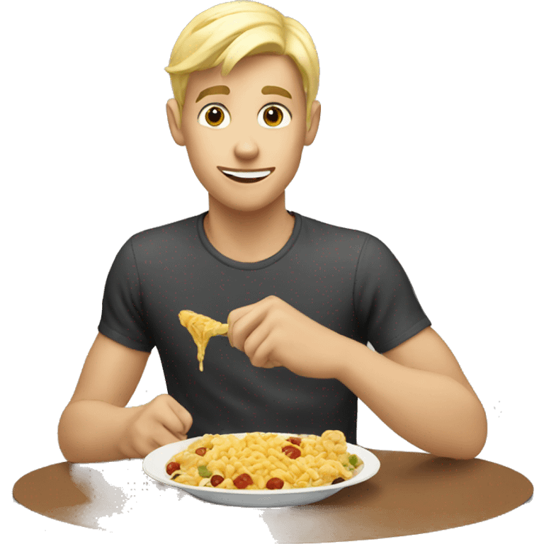 blonde hot young guy eating food emoji