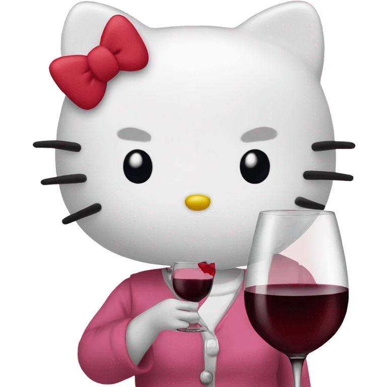 Hello Kitty drinking red wine emoji