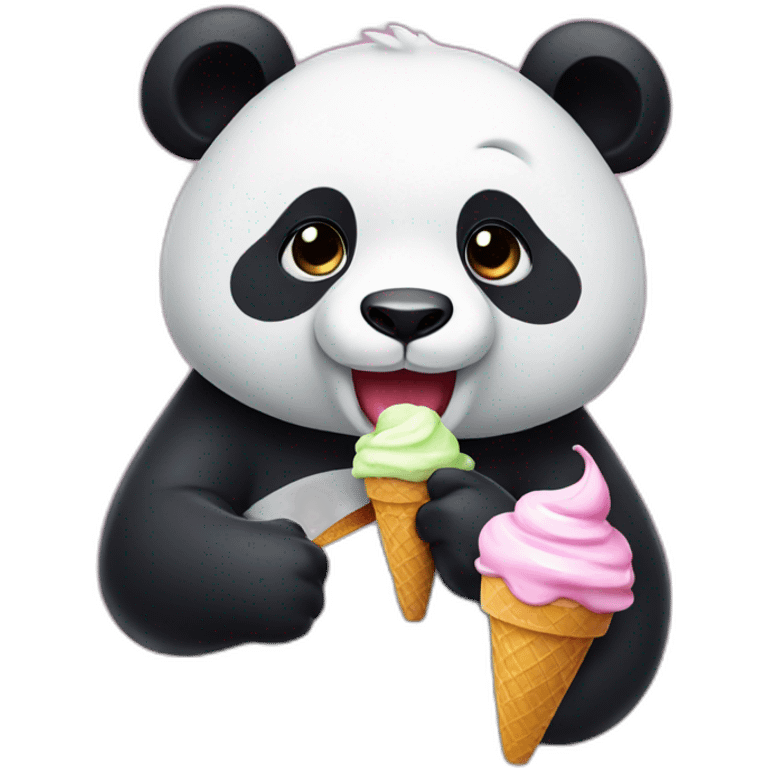 Panda eating ice cream emoji