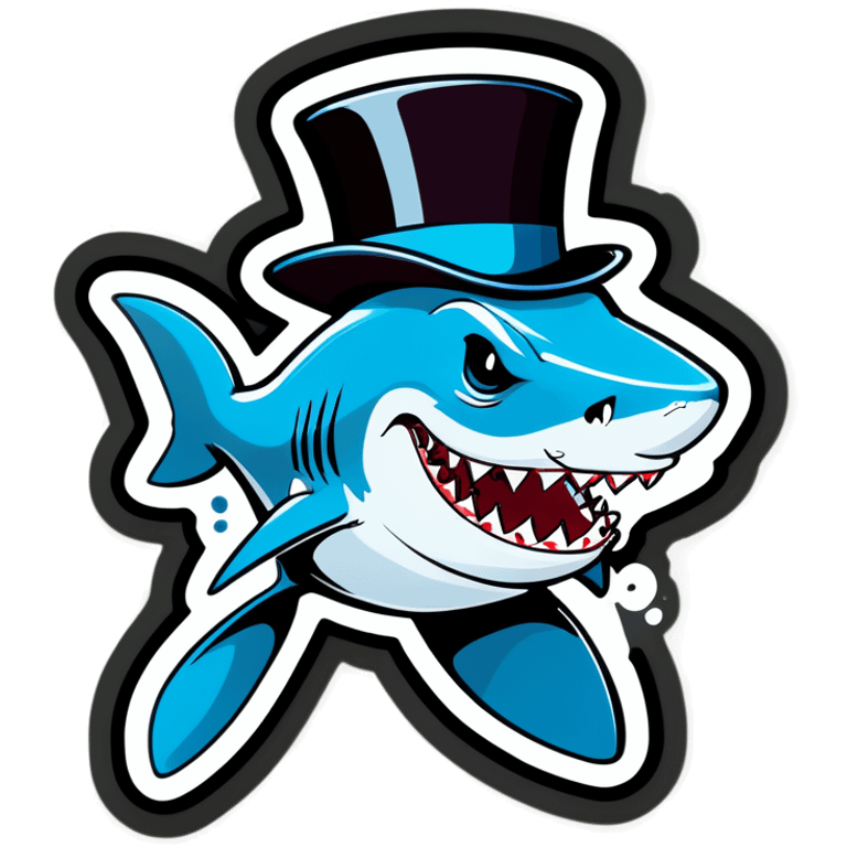 Shark with a top hat emoji